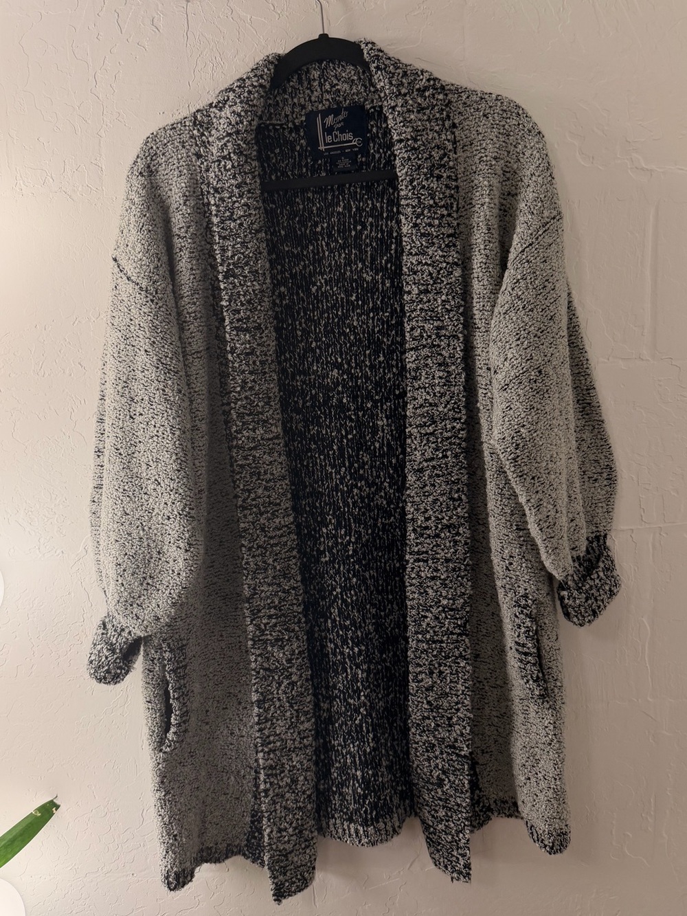 Two-Tone Gray Bouclé Open Cardigan